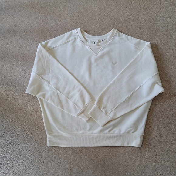 Roxy French Terry Cream Sweatshirt Women's Small Crewneck Pull Over Casual Top - Picture 12 of 15